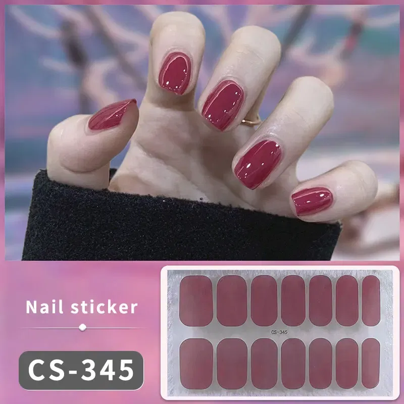 Color: Slate - DIY Gel Nail Stickers Cured-free Long-Lasting Solid Color Nail Strips Patch Slider Sticker Full Cover Decal Nail Manicure Patch