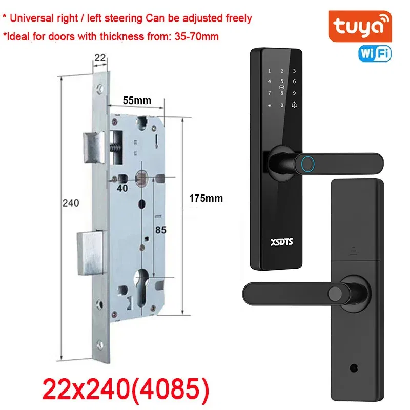 Color: BLUE MIST, Ships From: CHINA - New! Tuya Wifi Electronic Smart Door Lock With Biometric Fingerprint / Smart Card / Password / Key Unlock/ USB Emergency Charge