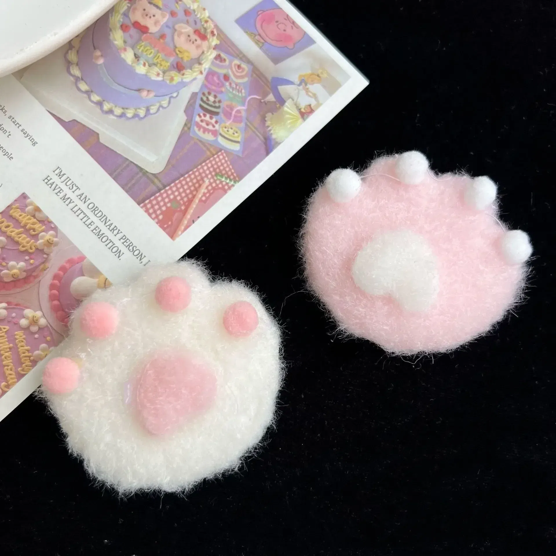 Color: Lavender - 1Pair Cat Claw Hairpins Cute Plush Cat Paw Hair Clips Women Girls Cartoon Mini Small Grip Clip Cosplay Headwear Hair Accessories