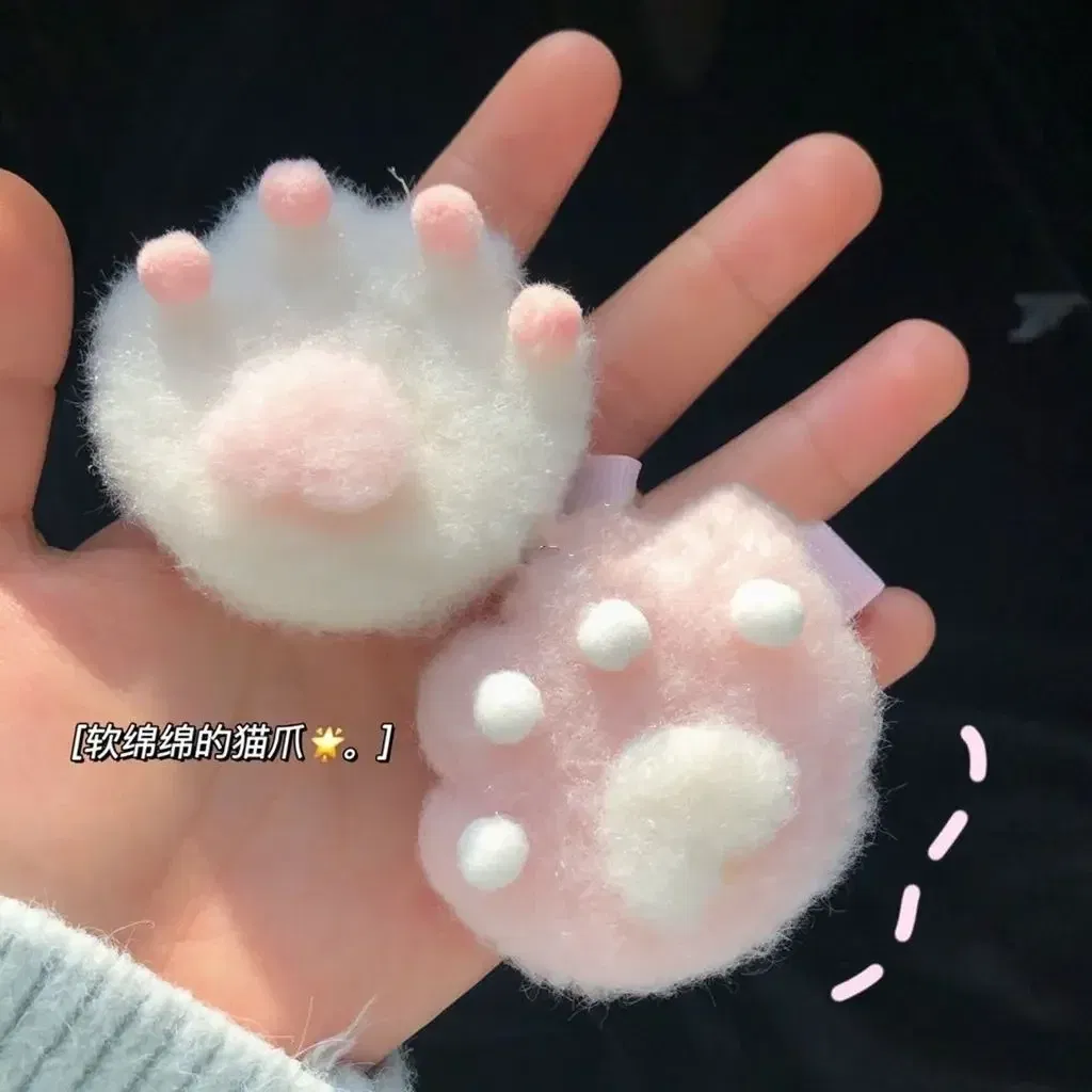 Color: Lavender - 1Pair Cat Claw Hairpins Cute Plush Cat Paw Hair Clips Women Girls Cartoon Mini Small Grip Clip Cosplay Headwear Hair Accessories