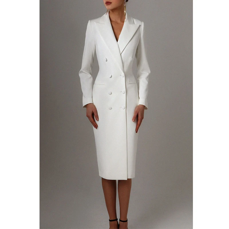Color: Mint, Size: L - Women's Suit Long Blazer Double Breasted Jacket White Tuxedo Party Point Lapel Clothes спор?‚ивн?‹й кос?‚юм ?¶?µнск