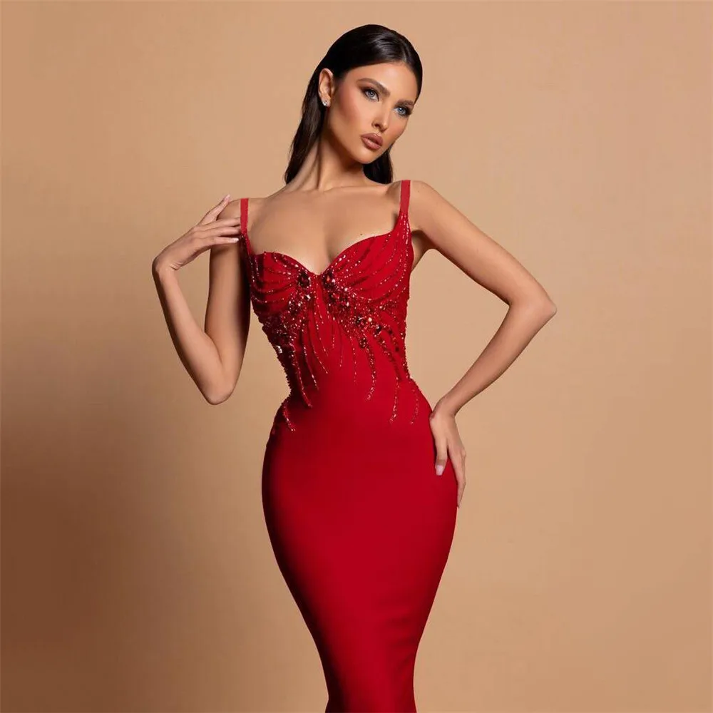 Color: black, Size: L - Women Sexy Beading Spaghetti Strap Bandage Dress Bodycon Clothes Club Party Celebrity Elegant Dresses