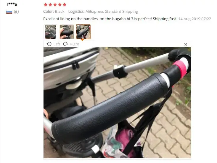 Color: black - 1:1 Baby Stroller Handle Leather Protective Case Cover for Bugaboo Bee5 Bee3 Bee 5 3 6