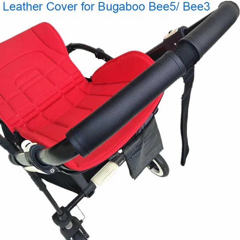 Color: black - 1:1 Baby Stroller Handle Leather Protective Case Cover for Bugaboo Bee5 Bee3 Bee 5 3 6