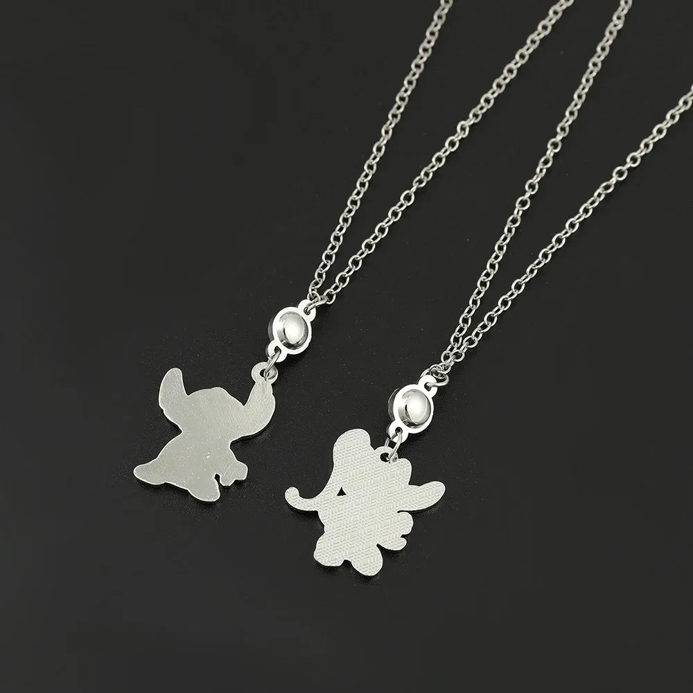 Color: Black, Ships From: CHINA - Disney Cartoon Lilo & Stitch Pendant Necklace Kawaii Stitch Angel Crystal Necklace for Women Charm Jewelry Accessories Toy Gift