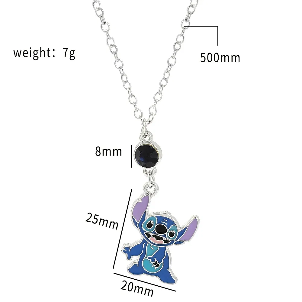 Color: Black, Ships From: CHINA - Disney Cartoon Lilo & Stitch Pendant Necklace Kawaii Stitch Angel Crystal Necklace for Women Charm Jewelry Accessories Toy Gift