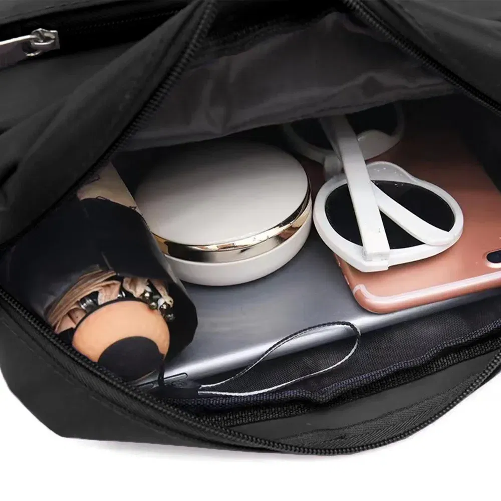 Color: Brown - New Fashion Multi-layer Travel Leisure Simple Storage Bag Black Gold Letter Series Printing Pattern One Shoulder Crossbody Bag