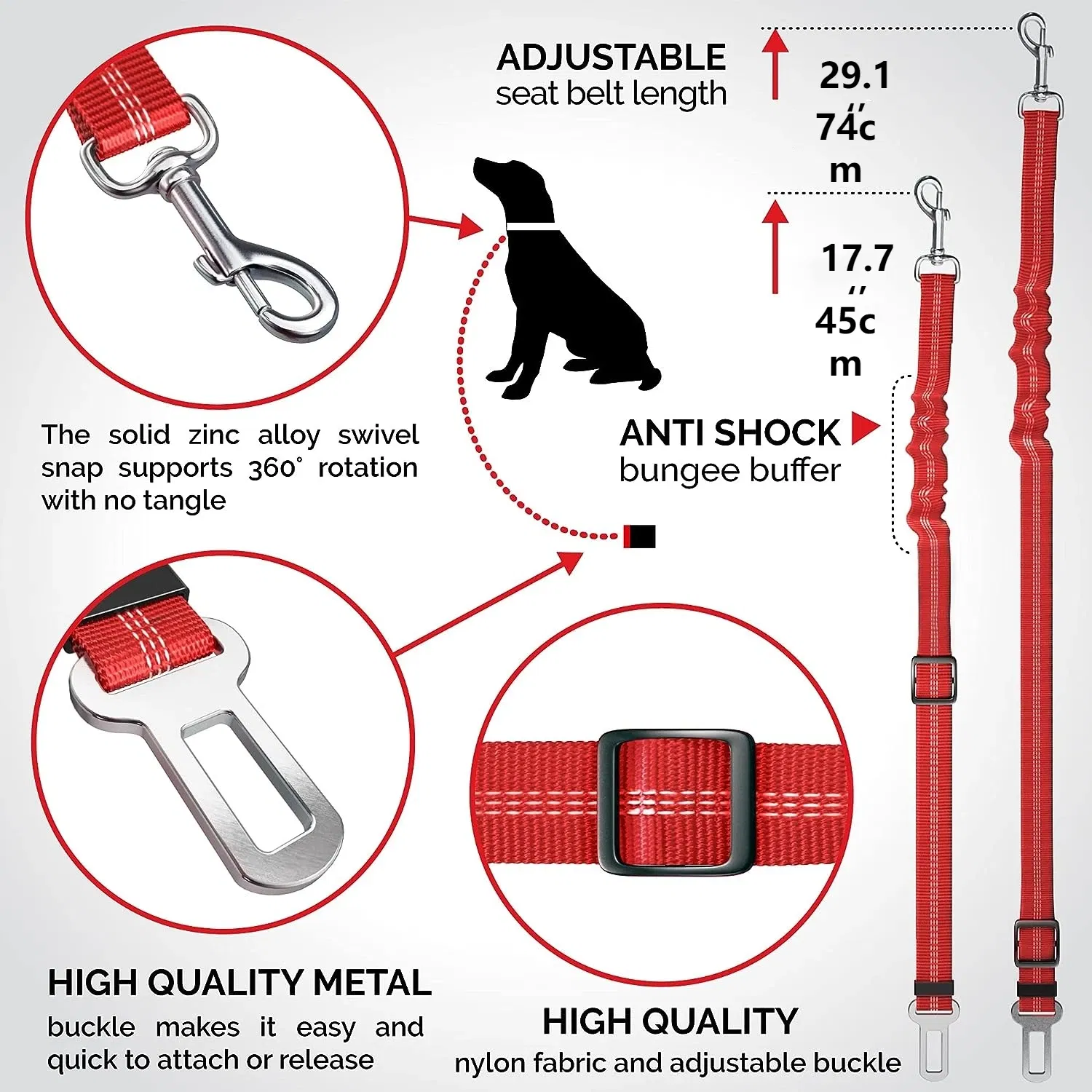 Color: Chocolate - Universal Adjustable Cat Dog Seat-Belt Elastic & Reflective Vehicle Nylon Seat Belt for Small Medium Large Dog,Pet Accessoires