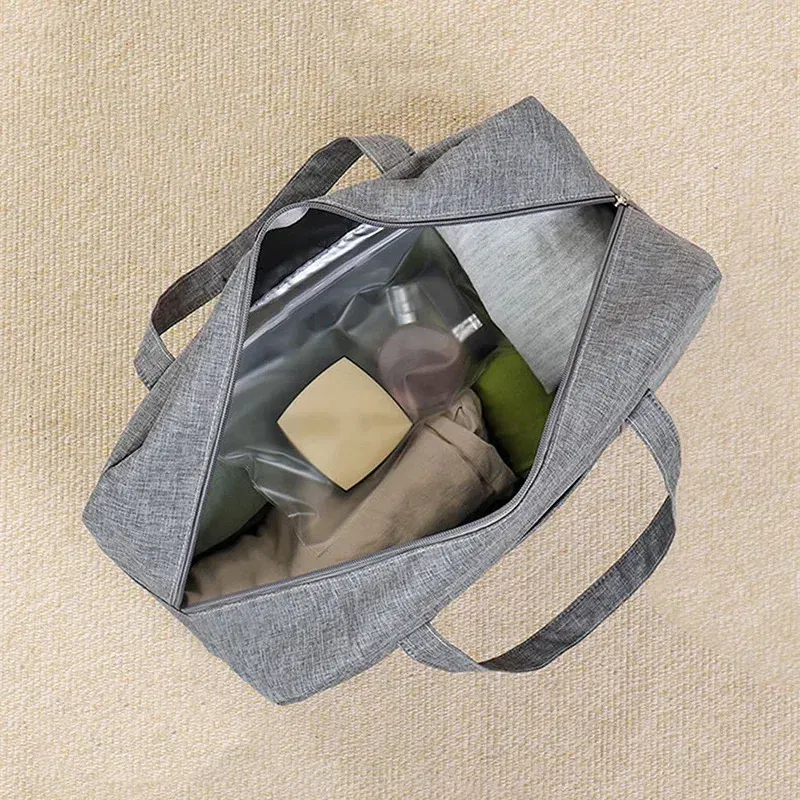 Color: Gold - Double-Layer Waterproof Travel Bag for Gym & Swimming -Portable Handheld Dry/Wet Separation Cosmetic Toiletry Storage Unisex Bag