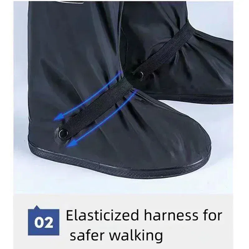Color: black, Size: XL - Recycling rain boot cover anti-slip boot cover Unisex bicycle shoes rain and snow day protective cover