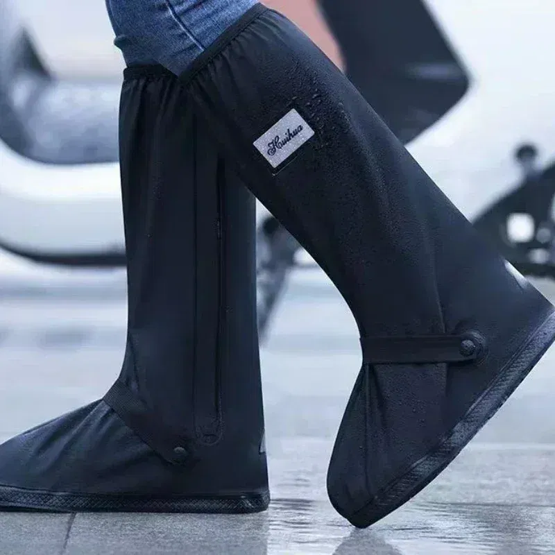 Color: black, Size: XL - Recycling rain boot cover anti-slip boot cover Unisex bicycle shoes rain and snow day protective cover