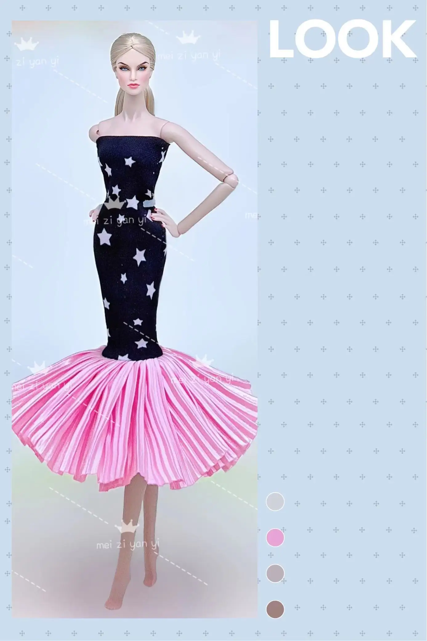 Color: GRAY - Clothes for barbie doll accessories Dress