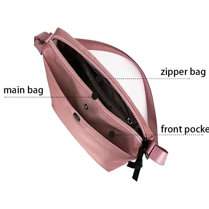 Color: black - Homemade Baby Pink Nylon Fabric Underarm Bag Korean New Inner Lightweight Texture Small Bag Full with Shoulder Handbag