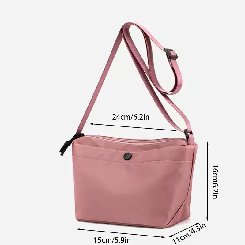 Color: black - Homemade Baby Pink Nylon Fabric Underarm Bag Korean New Inner Lightweight Texture Small Bag Full with Shoulder Handbag