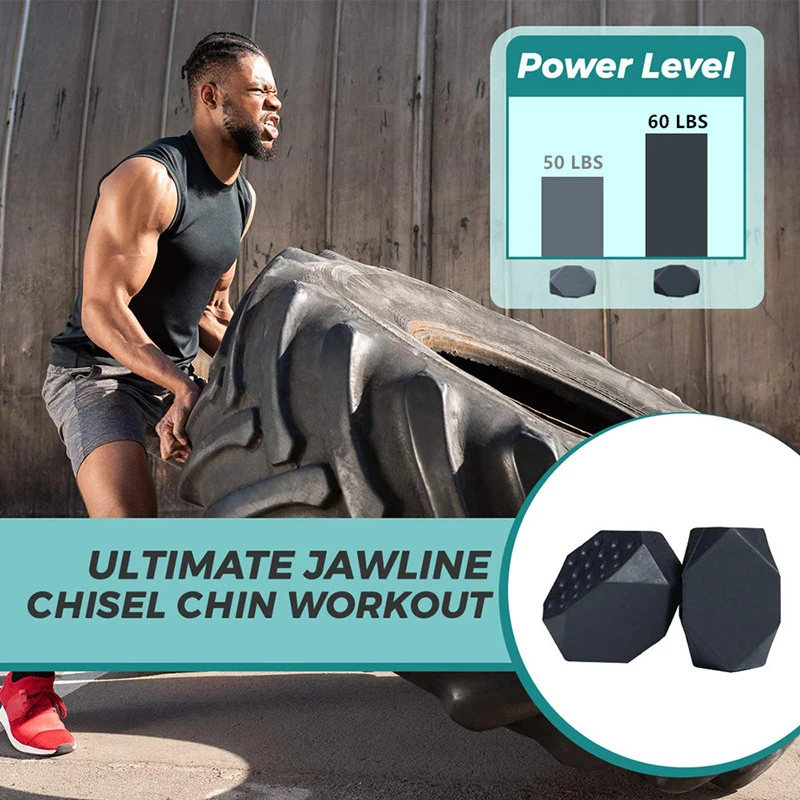 2pcs 40-60lbs Jaw Exerciser Redefine Jawline Trainer Double Chin Jawliner Facial Chew Bite Muscle Anti-stress Face Fitness Ball