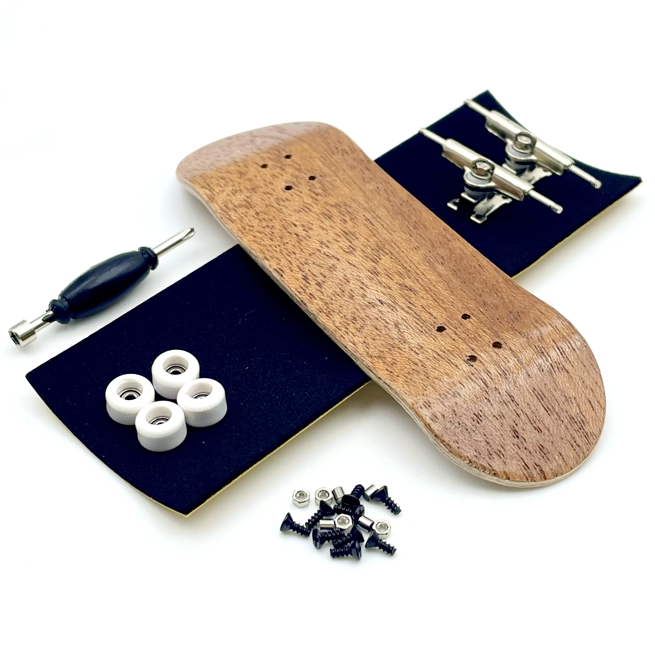 Color: Clear - 32mm Fingerboard Set with Maple Wooden Deck Metal Trucks Bearing Wheels