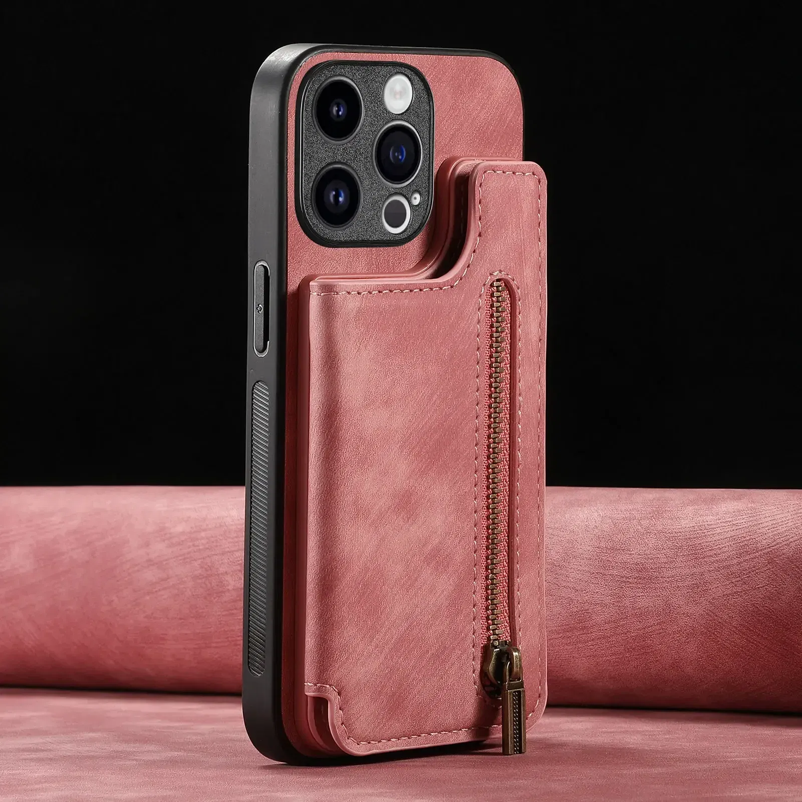 Color: Blue, Material: ABS - Leather Zipper Wallet with Card Holder Phone Case for IPhone 15 14 11 Pro Max 13 12 Mini X XR XS Max 8 7 Plus Shockproof Cover