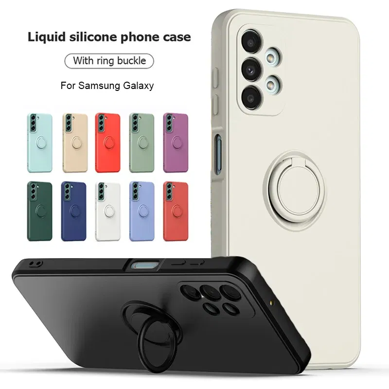 Color: Purple Pink, Ships From: CHINA, Material: Denim - With Ring Holder Phone Case For Samsung Galaxy S25 Ultra S24 S23 S22 S21 Plus A13 A52 A53 A54 TPU Soft Back Cover