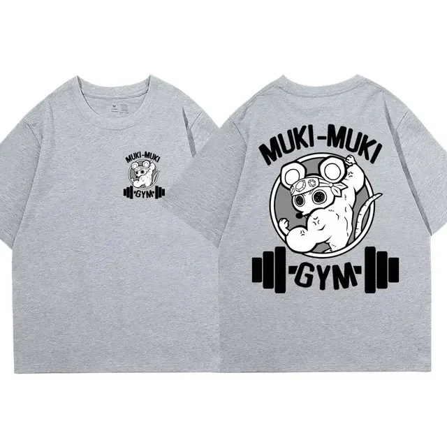 Color: green, Size: L - Anime Demon Slayer Uzui Tengen Print T-shirts Unisex Funny Ninja Mice Muki Muki Gym T Shirt Muscular Mouse Oversized T-shirt