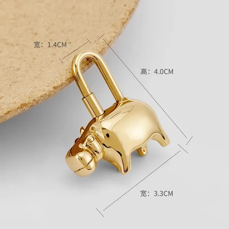 Color: Dark Grey - Bag Pendant For Birkin Kelly Bag Pegasus Lock Charm All-steel Animal Metal Lock Bag Pendant High-end Charm Necklace
