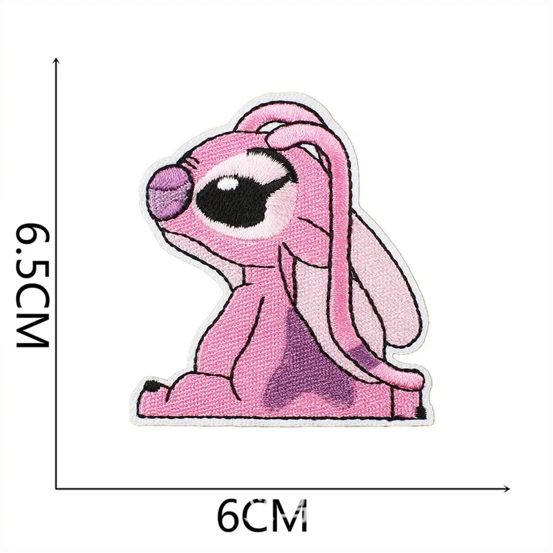 Color: Nickel-Free White - 1pcs Lilo & Stitch Embroidery Cloth Stickers Disney Bags Clothes DIY Accessories Kids Pants Hole Repair Iron On Patch Applique