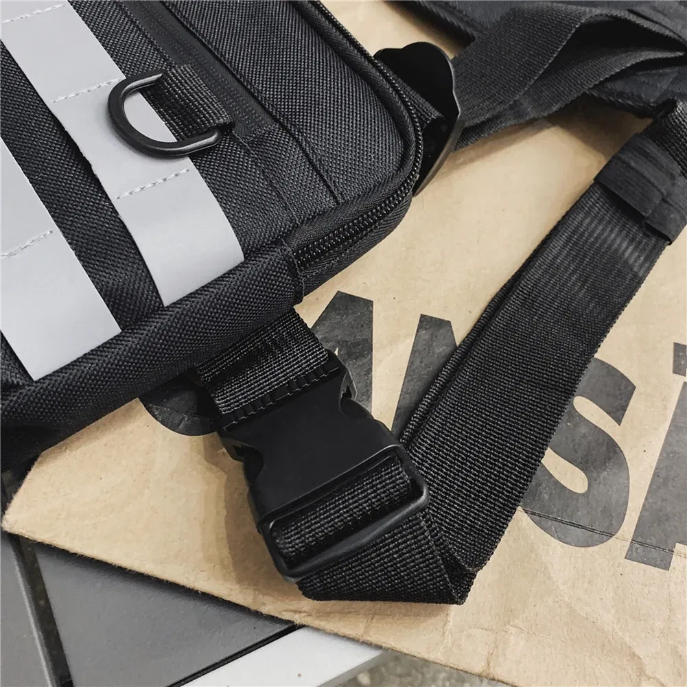 Color: black - Multi-function Chest Bags Men Women Oxford Cloth Vest Hip-Hop Street Belt Pouch