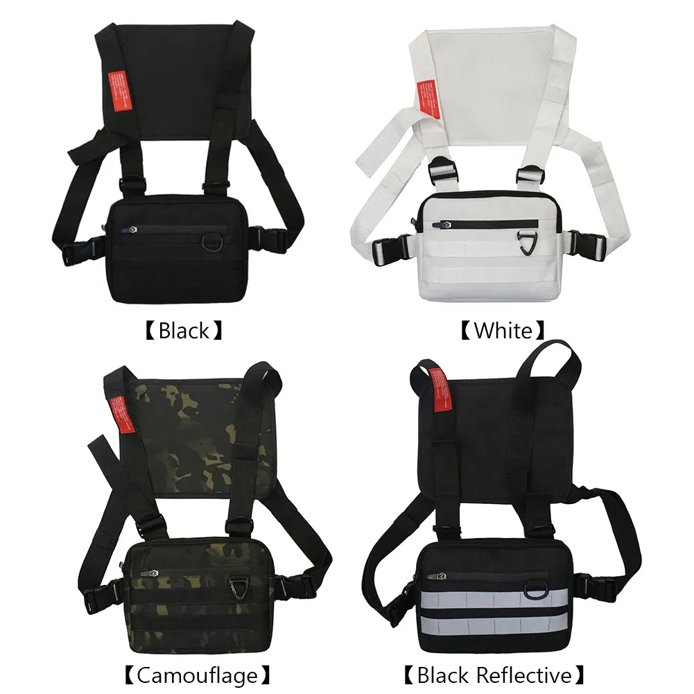 Color: black - Multi-function Chest Bags Men Women Oxford Cloth Vest Hip-Hop Street Belt Pouch