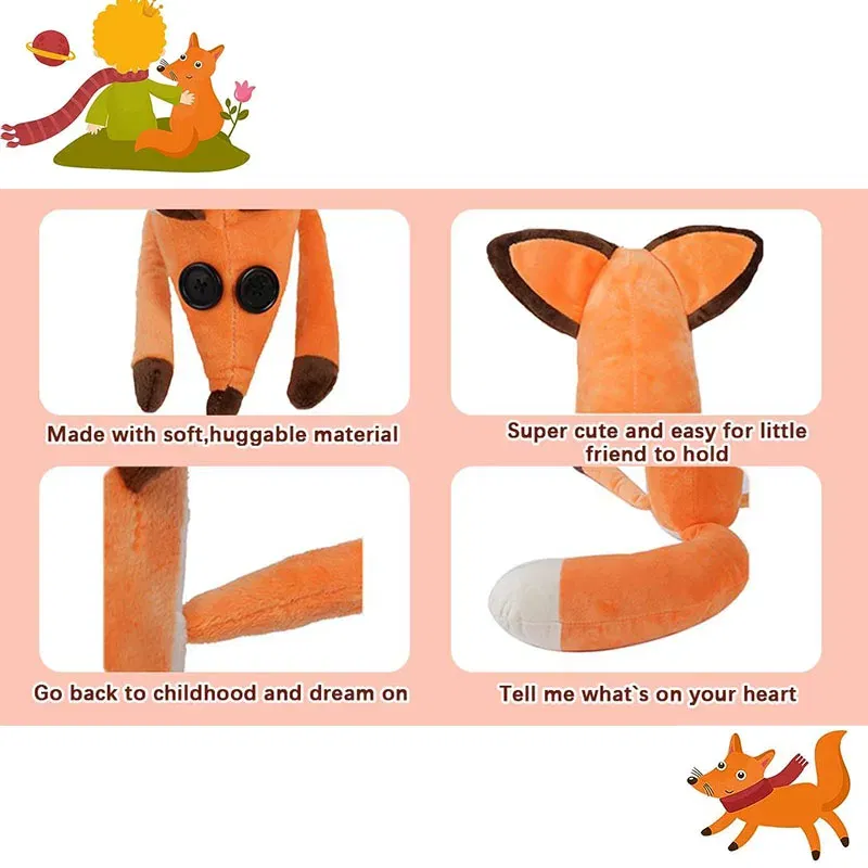 Color: Orange, Height: 31cm-50cm - Potdemiel The Little Prince Le Petit Prince Fox Plush Doll Puppet Toy