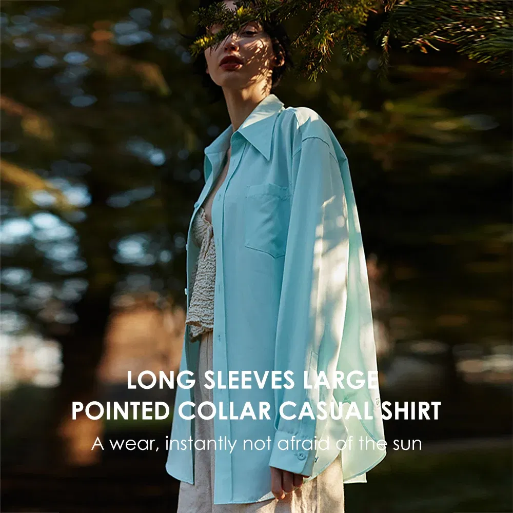 Color: Blue, Size: L - OhSunny Women Shirts Sun Protection Long Sleeve Coat UPF50+ Anti-UV Breathable Fashion Loose Blouse Outdoor Spring Summer Tops