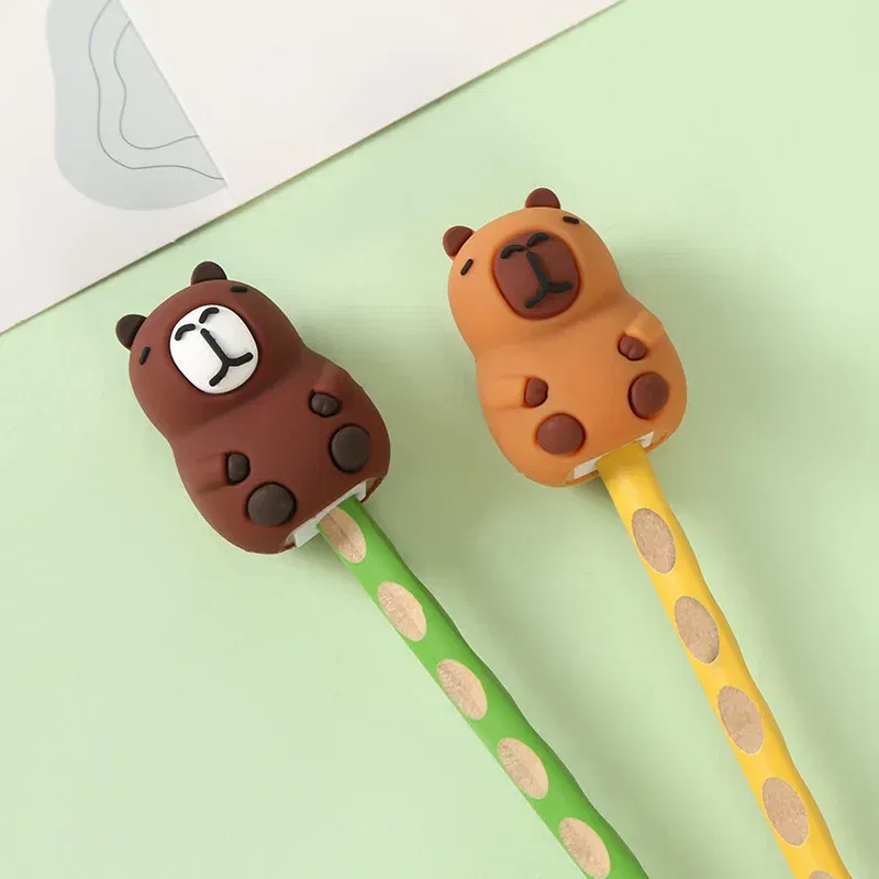 Color: black - Capybara Pencil Sharpener Cartoon PVC Pencil Sharpener Flexible Portable Students Stationery Supplies Teacher Rewards Gift