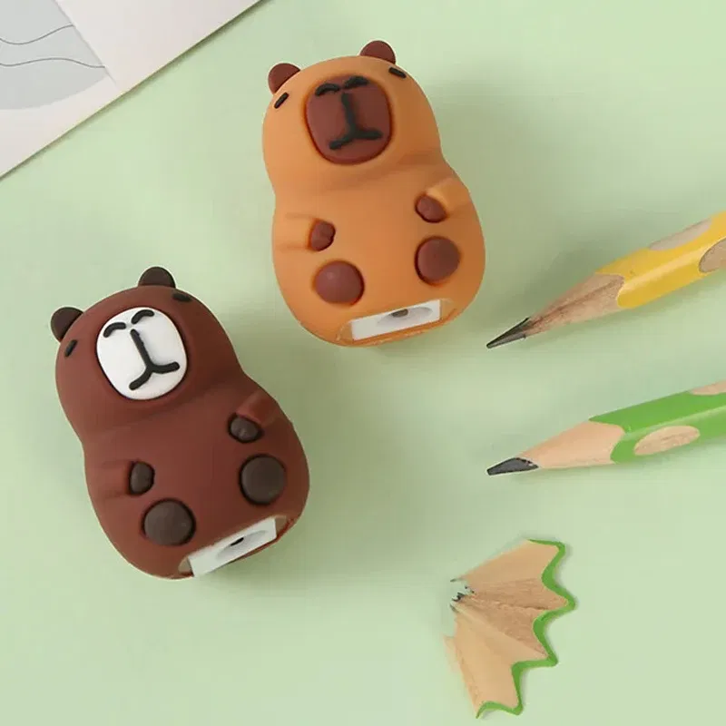 Color: black - Capybara Pencil Sharpener Cartoon PVC Pencil Sharpener Flexible Portable Students Stationery Supplies Teacher Rewards Gift