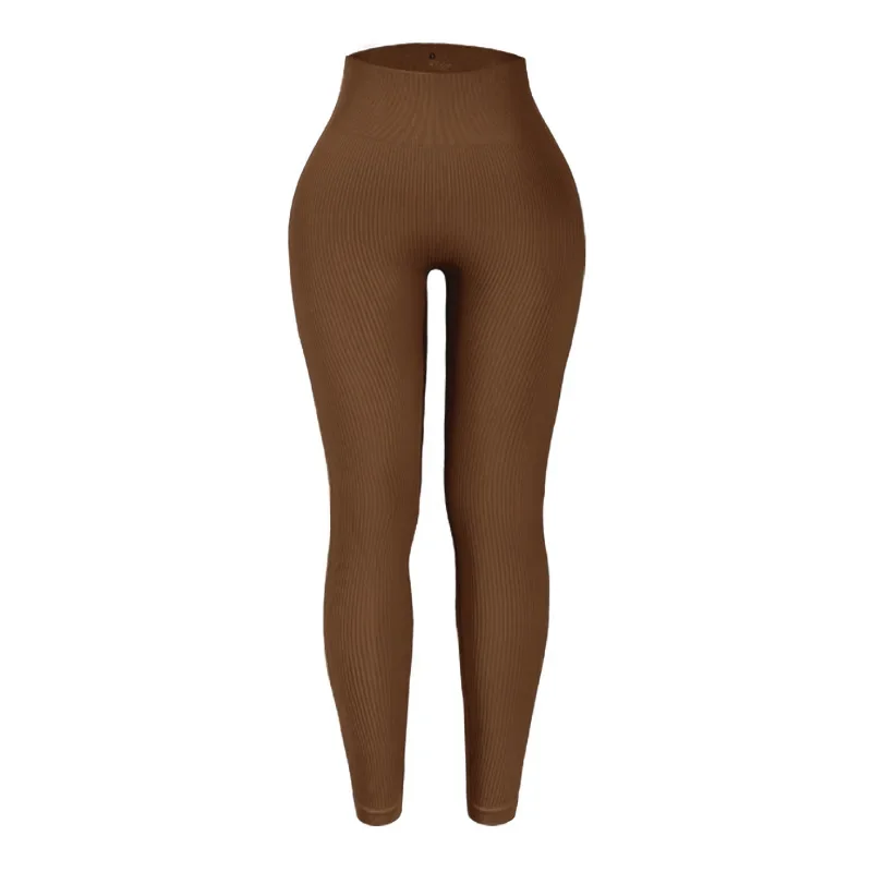 Color: Silver, Size: S - Seamless Knit Yoga Leggings Women Thread Solid Tights Gym Workout Running Stretchy High Waist Hip Liftting Skinny Gym Leggings