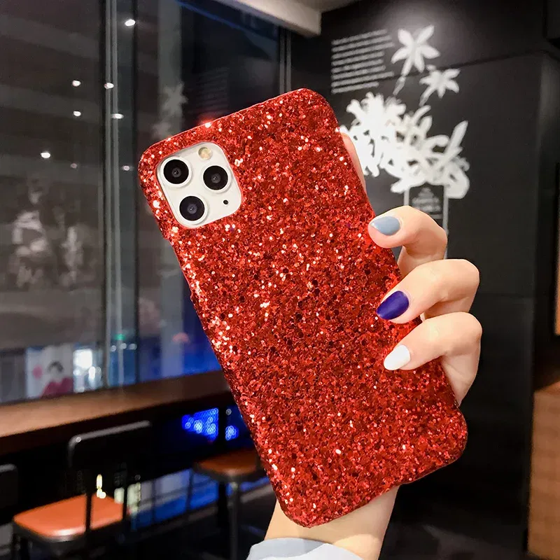 Color: Red, Material: Vinyl - Hard Shiny Diamond Girly Phone Case for iPhone 11 12 13 14 15 Pro Max 14 15Plus
