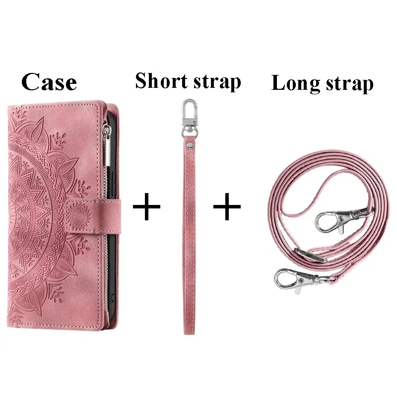 Color: Black Green, Material: Vinyl - S24 Ultra S23 Plus S 22 CrossBody Strap Zipper Wallet Case for Samsung Galaxy S22 S23 FE S21 S20 23 24 Ultra Note 20 Book Cover