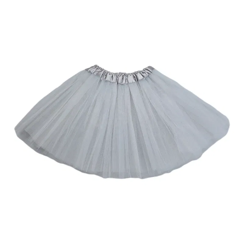 Color: GRAY - Children Kids Girls Ballet Skirts Elastic Mesh Tutu Ballerina Dress Gymnastics Dancing Skirt Princess Pettiskirts
