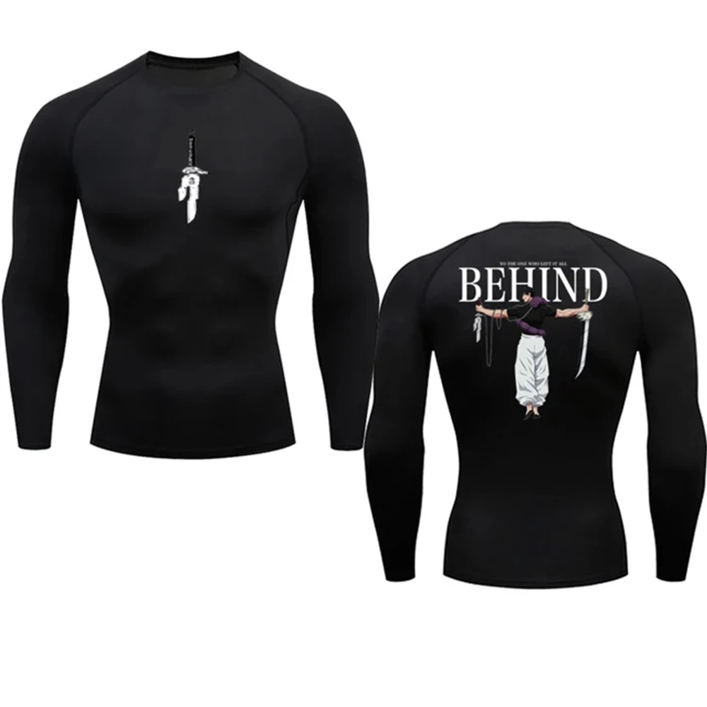Color: Gold, Size: M - Anime Compression Shirt Men Print Breathable Football Fitness Tight Sportswear Althletic Quick Dry Rash Guard Gym Riding Tops