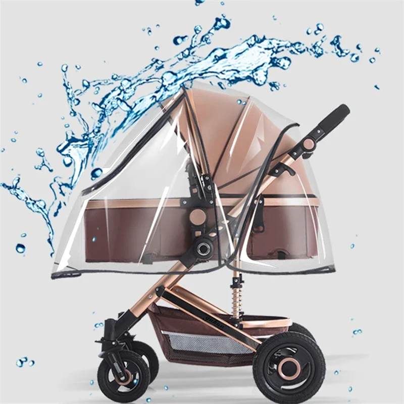 Color: Red - New Universal Stroller Rain Cover Baby Car Weather Wind Sun Shield Transparent Breathable Trolley Umbrella Raincoat Accessories