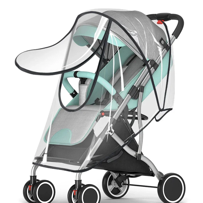 Color: Red - New Universal Stroller Rain Cover Baby Car Weather Wind Sun Shield Transparent Breathable Trolley Umbrella Raincoat Accessories