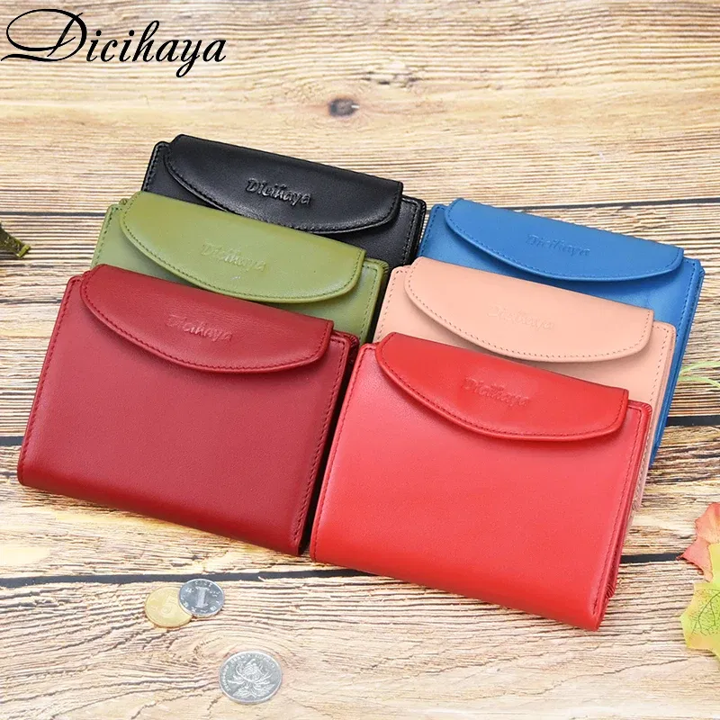 Color: GRAY - Genuine Leather Women Wallet Coin Purse For Girls Female Small Portomonee Lady Purse Money Bag Card Holder for Women Mini Clutch