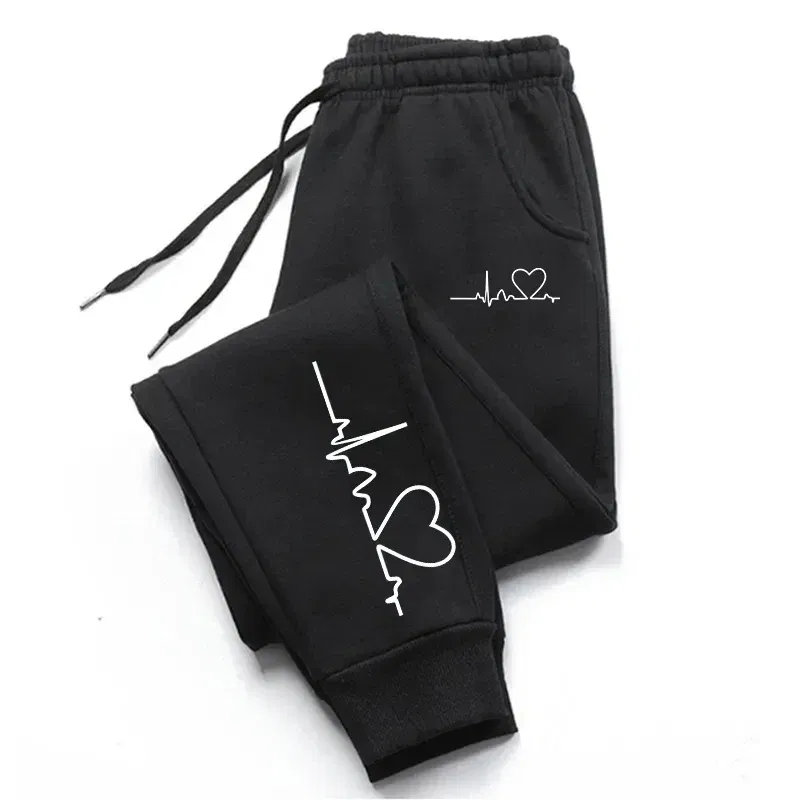 Color: green, Size: XXL - Hot Sales Womens Sweatpants Daily Casual Pants High Quality Fitness Tracksuit Trousers Heart Print Street Sport Jogging Pants