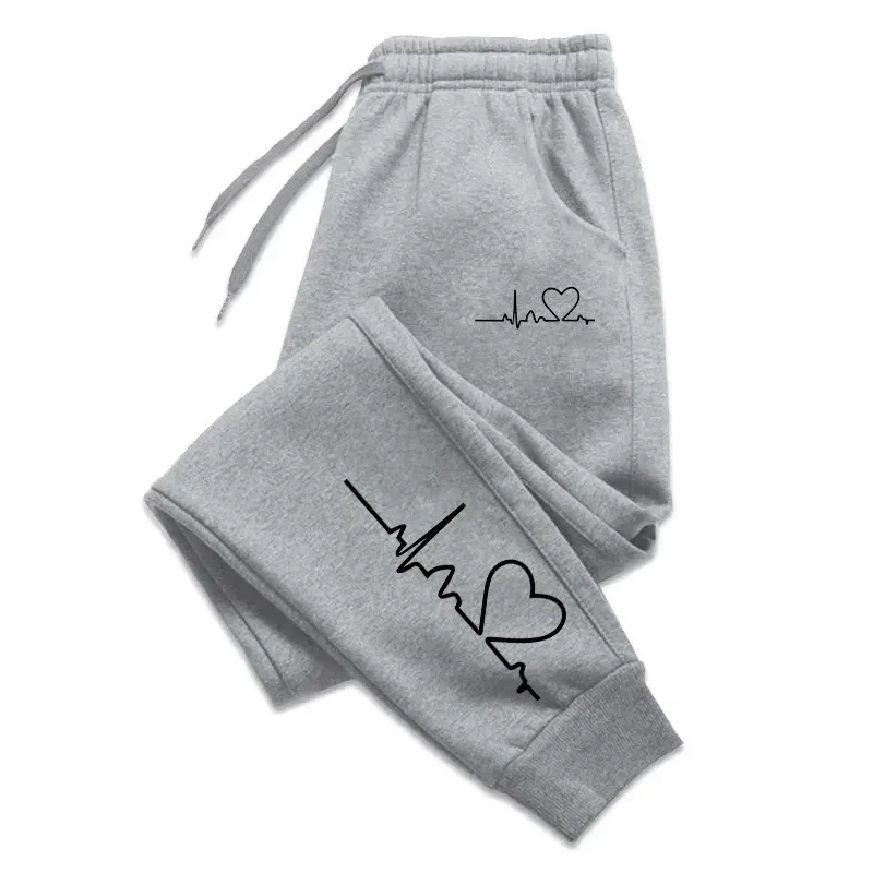 Color: green, Size: XXL - Hot Sales Womens Sweatpants Daily Casual Pants High Quality Fitness Tracksuit Trousers Heart Print Street Sport Jogging Pants