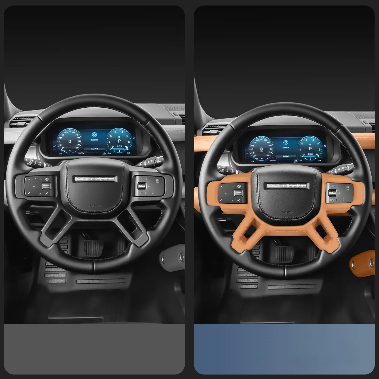 Color Name: Gold - Car Color Interior Leather Steering Wheel Cover for Land Rover Defender 110/130/90 2020 2021 2022 2023 2024 2025