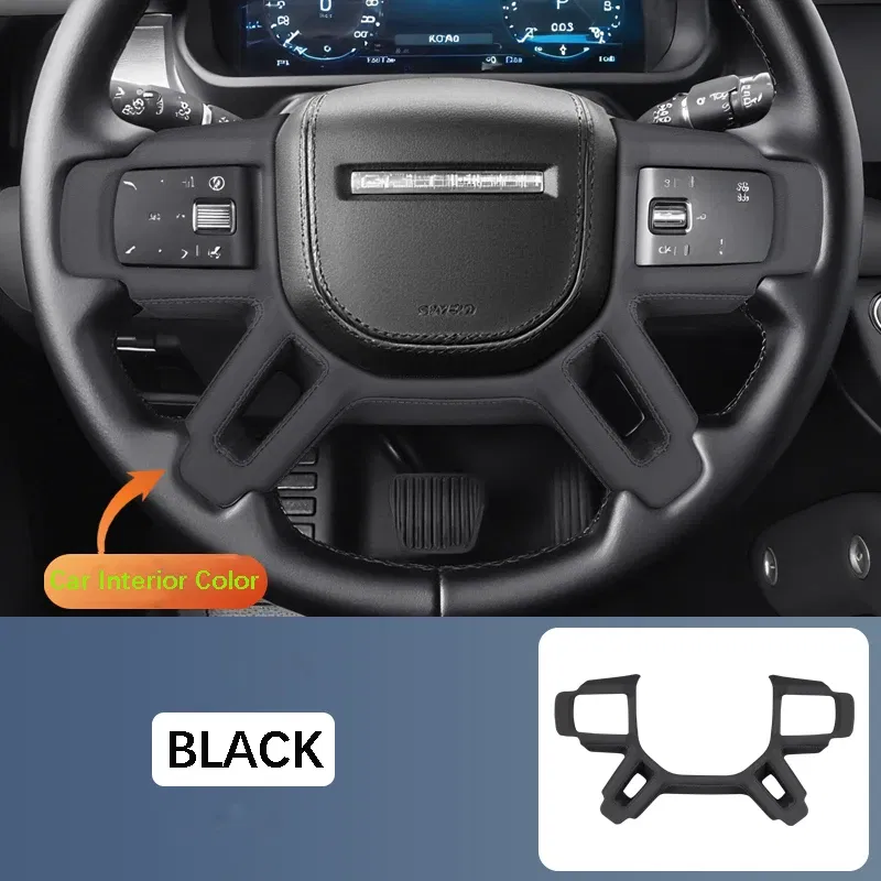 Color Name: Gold - Car Color Interior Leather Steering Wheel Cover for Land Rover Defender 110/130/90 2020 2021 2022 2023 2024 2025