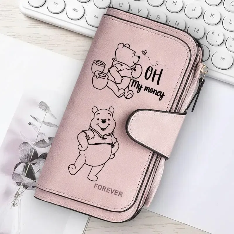 Color: Khaki - ? Winnie the Pooh Women Wallets Card Wallet Coin Wallet Womens Bags for Girls Purse ID Wallets Female Coin Purse Girls Gift