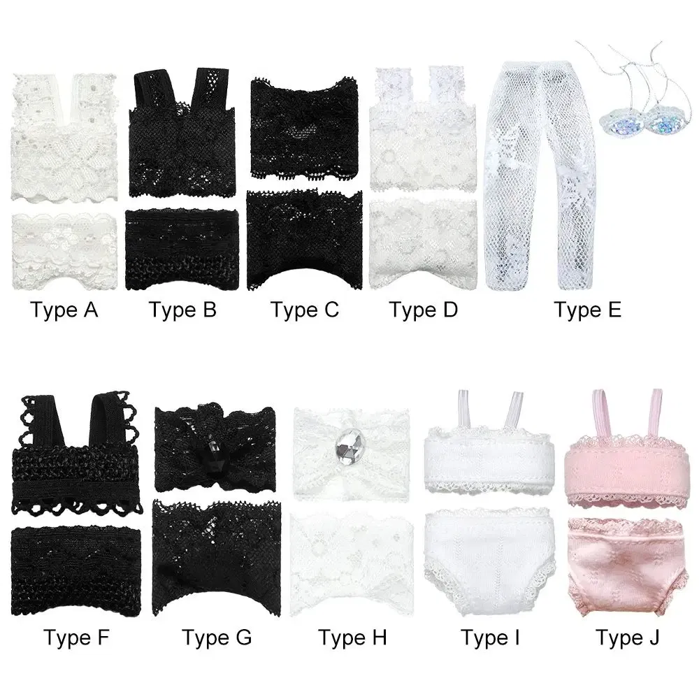 Color: Violet - 1Set Soft Lace Underwear Bra Briefs For 30CM Doll 1/6 Knickers For Blythe 1/6 BJD Dolls Top Underpant For Dollhouse Kids Toy