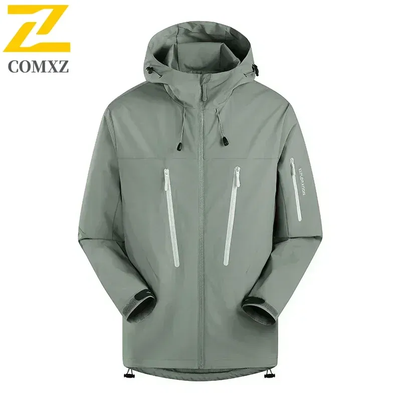 Color: Silver, Size: S - Spring Autumn Men's Windbreaker Fashion Outdoor Mountaineering Travel Windproof Waterproof Hooded Jacket Slim Fit Versatile Coat