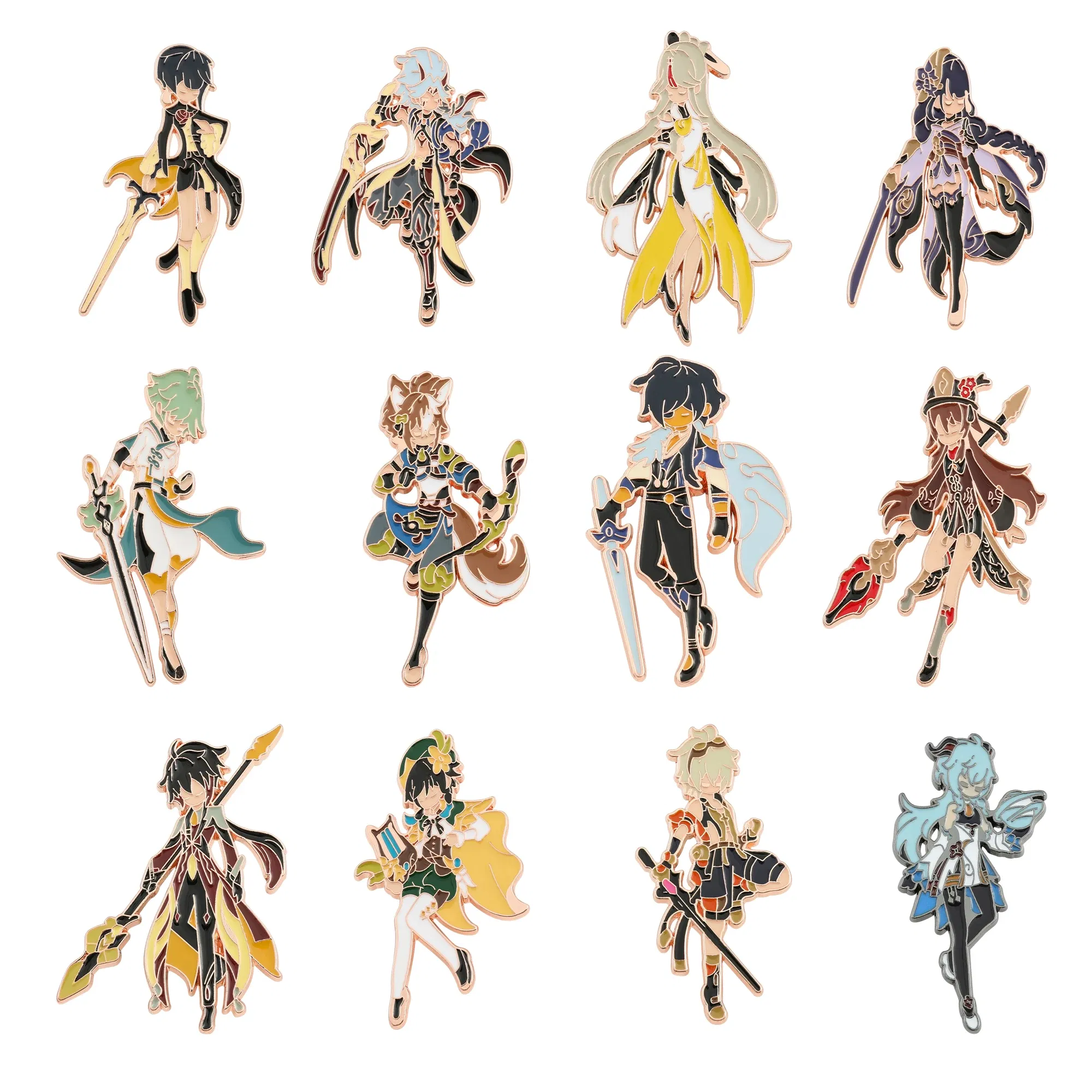 Metal color: Antique Copper Plated, Ships From: CHINA - Game Genshin Impact Enamel Brooch Cosplay Figure Kaeya Alberich Jewelry Badge Props Lapel Pins for Jacket Pins Jewelry