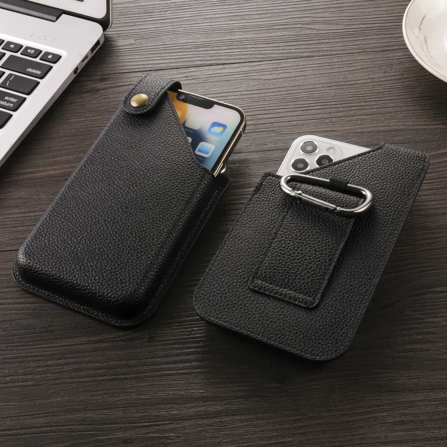 Color: Beige, Ships From: CHINA, Material: Aluminum - Cow Leather Mobile Phone Holster Pouch Belt Clip Case For iPhone 15 14 Pro Samsung Galaxy Xiaomi Redmi Note Men Waist Bag Holder