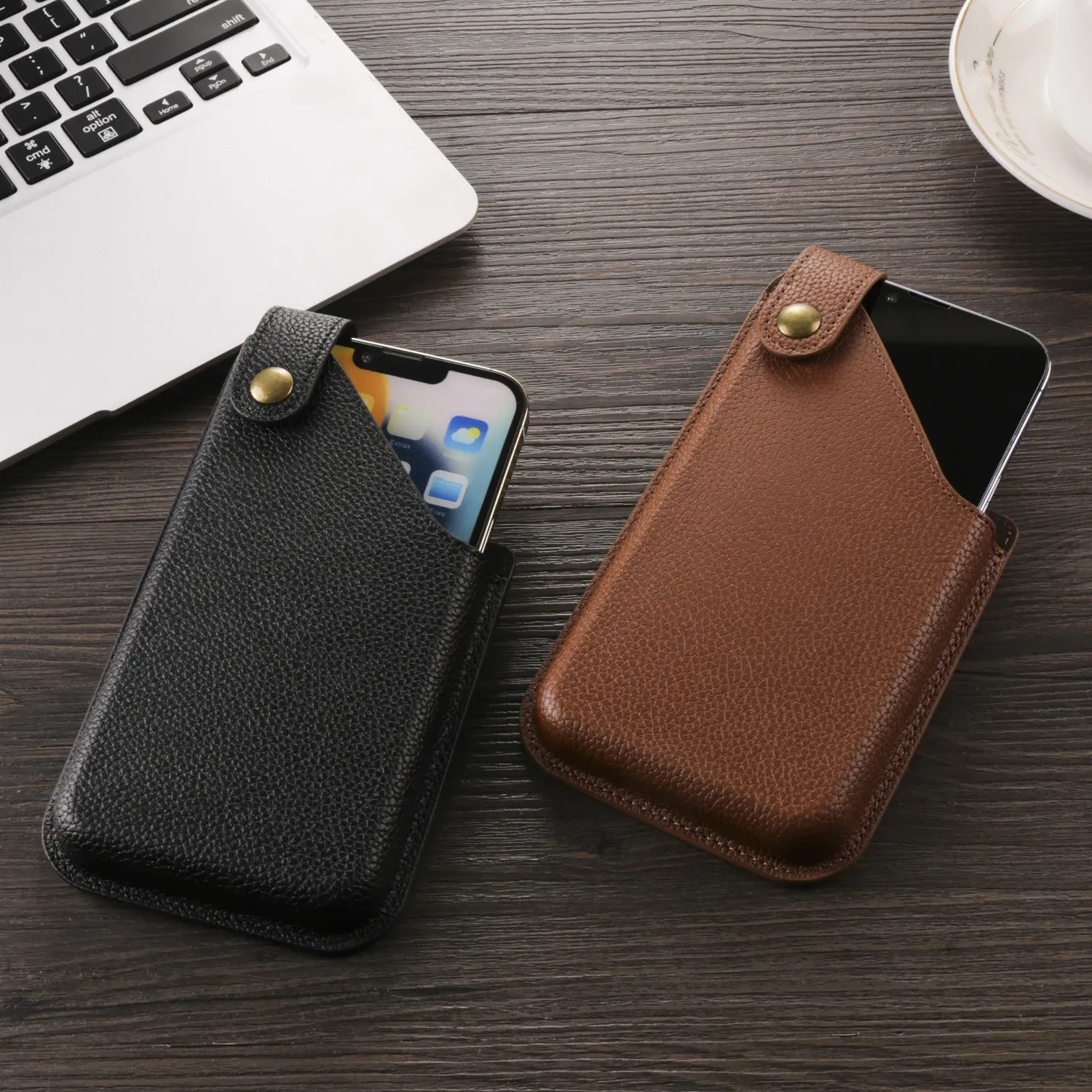 Color: Beige, Ships From: CHINA, Material: Aluminum - Cow Leather Mobile Phone Holster Pouch Belt Clip Case For iPhone 15 14 Pro Samsung Galaxy Xiaomi Redmi Note Men Waist Bag Holder