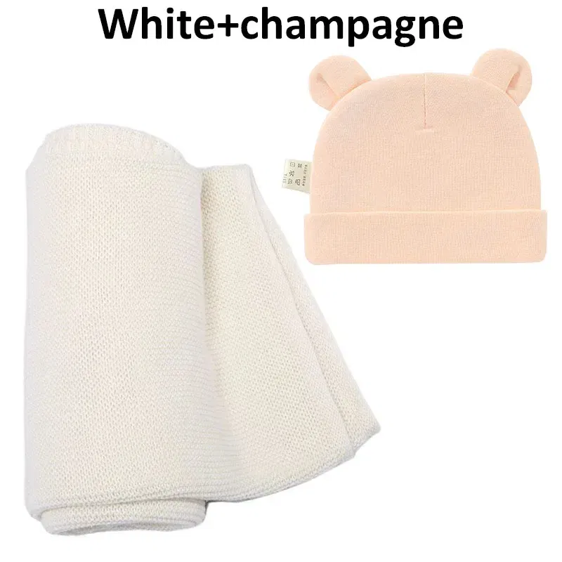 Color: Pink, Size: Option 2, Ships From: CN - Personalized Baby Name Newborn Cotton Beanie and Knitted Blanket Set Embroidered Name Covering and Cute Hat Gift Set